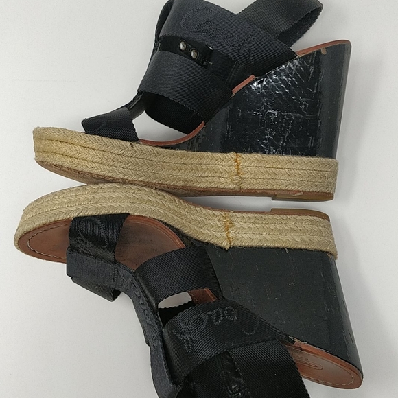 Coach Black Maryanne Logo Platform Sandal Size 7.5 - Picture 6 of 8